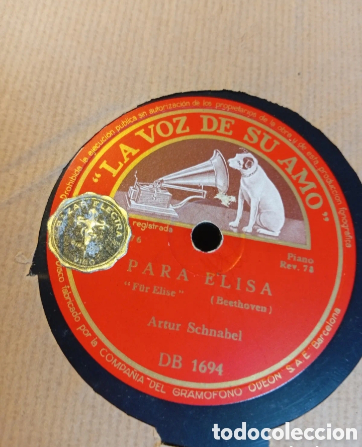 Discos de pizarra: Para Elisa y concierto en Do mayor antiguo disco de pizarra - Foto 1