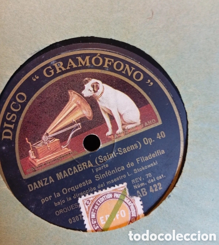 Discos de pizarra: Danza Macabra antiguo disco de pizarra - Foto 2