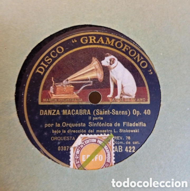 Discos de pizarra: Danza Macabra antiguo disco de pizarra - Foto 1