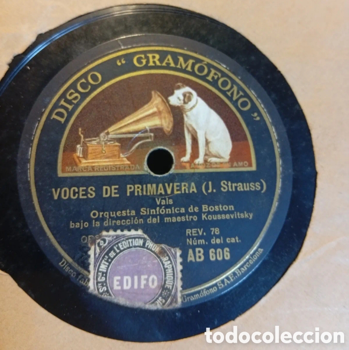 Discos de pizarra: Voces de primavera y sangr&eacute; vienesa antiguo disco de pizarra