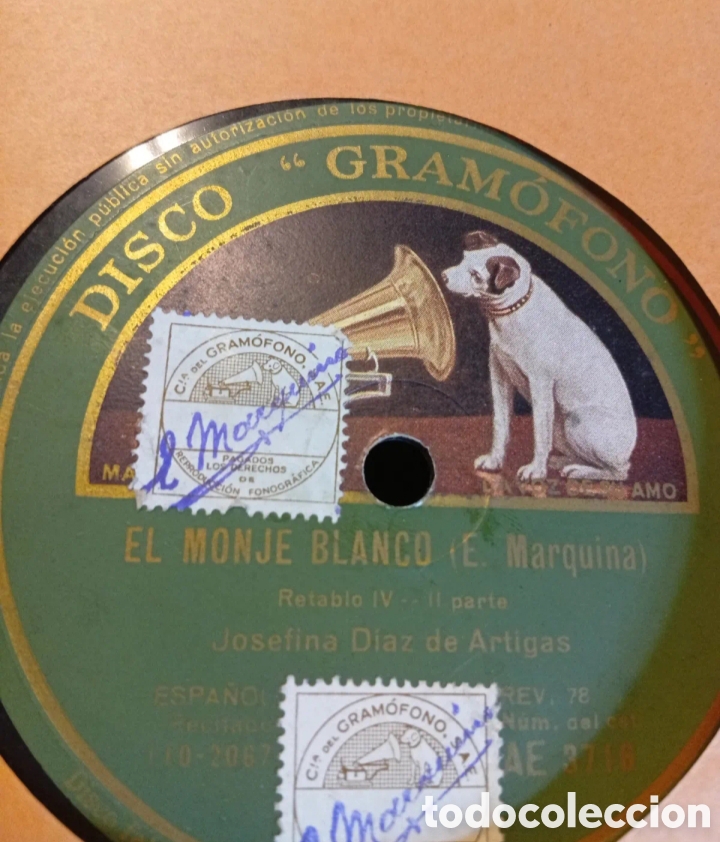Discos de pizarra: El Monje Blanco antiguo disco de pizarra - Foto 2
