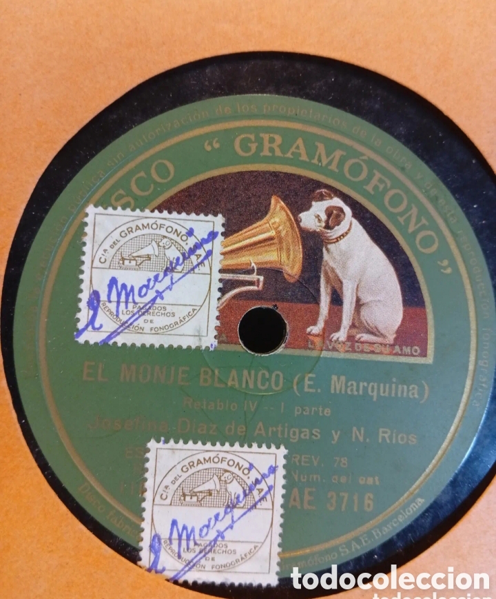 Discos de pizarra: El Monje Blanco antiguo disco de pizarra - Foto 1