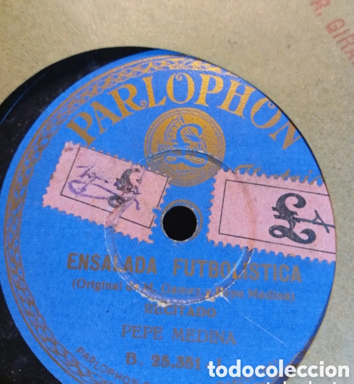 Discos de pizarra: Ensalada futbol&iacute;stica y los ahorros de Elsa antiguo disco de pizarra