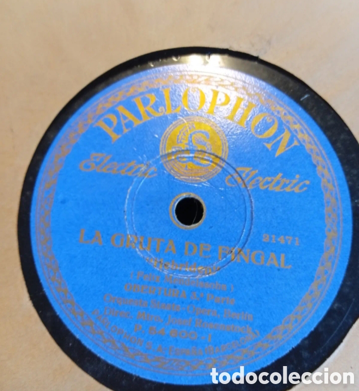 Discos de pizarra: La gruta del pingal y danza Eslava n 8 antiguo disco de pizarra