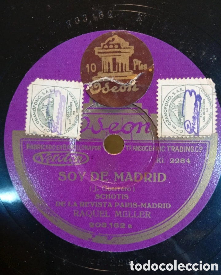Discos de pizarra: Soy de Madrid antiguo disco de pizarra