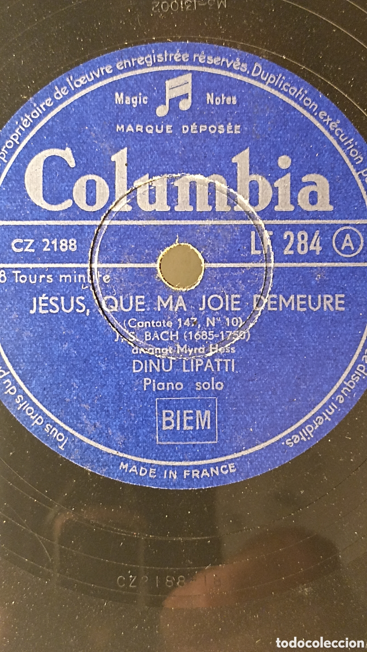 Discos de pizarra: Un vinilo pizarra Dinu Lipatti -Siciliana