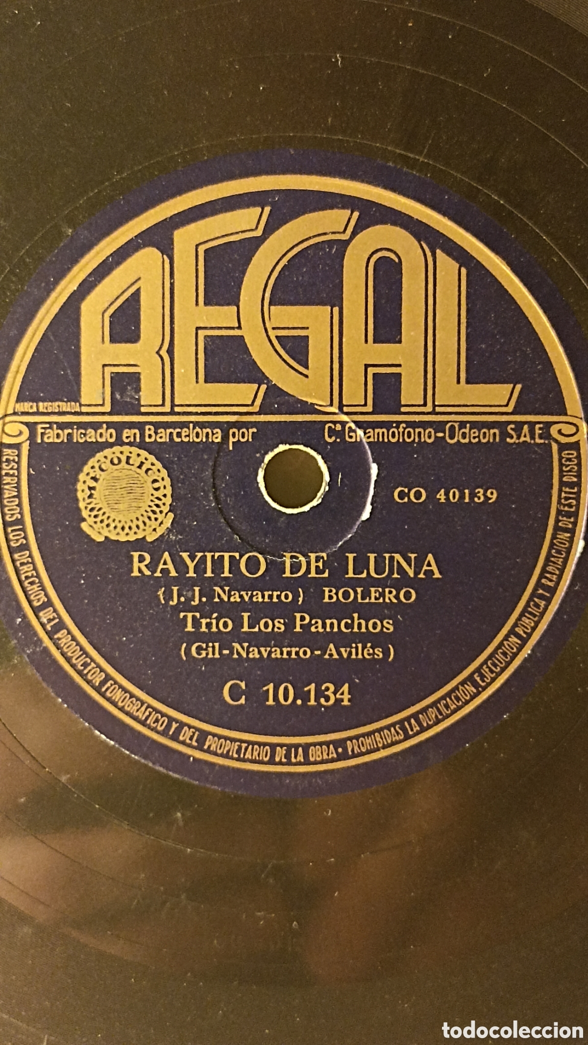 Discos de pizarra: Pizarra Trio Los Panchos Caminemos y Rayitao de Luna edici&oacute;n REGAL