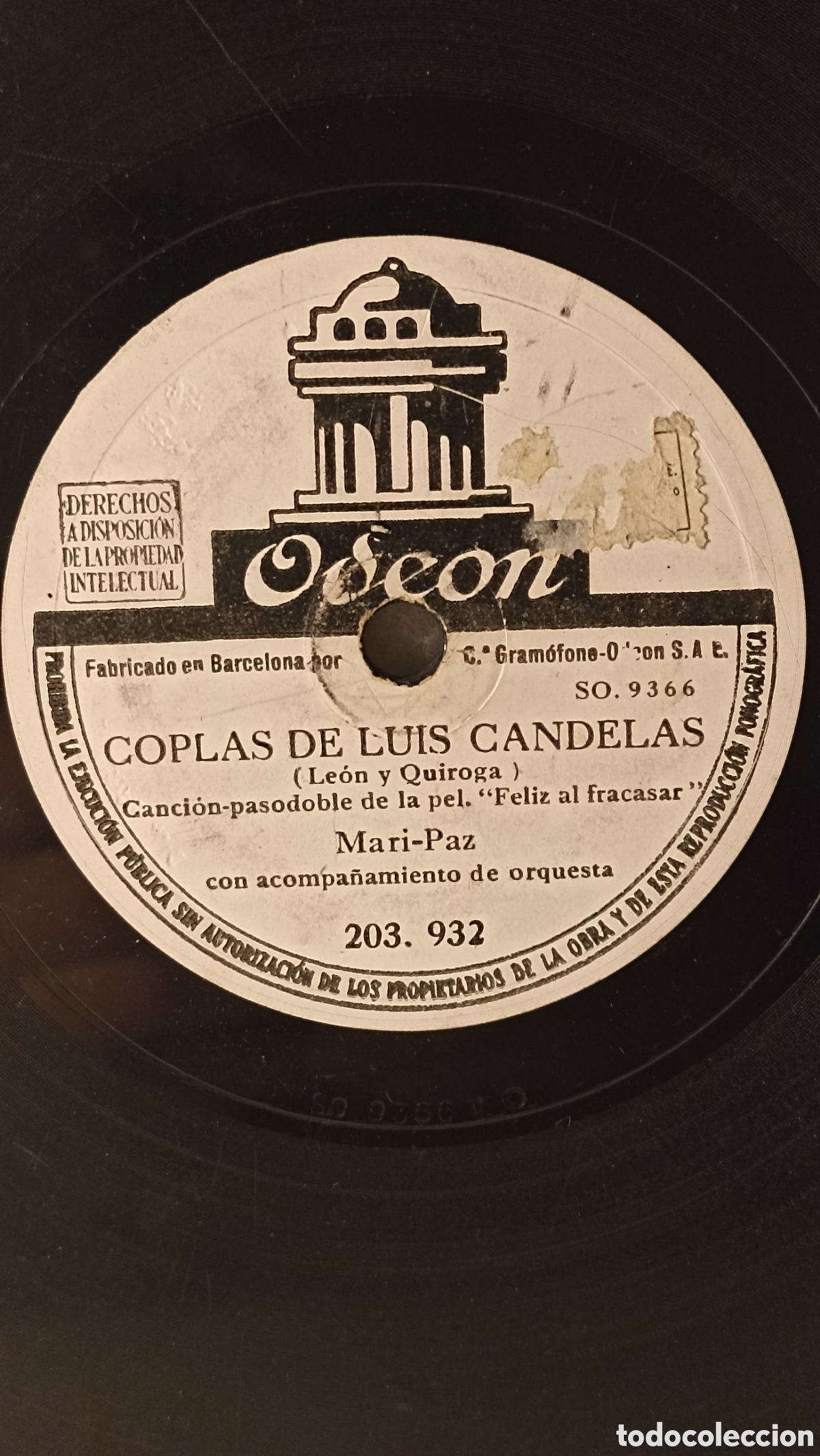 Discos de pizarra: Odeon Coplas de Luis Candelas - Foto 1