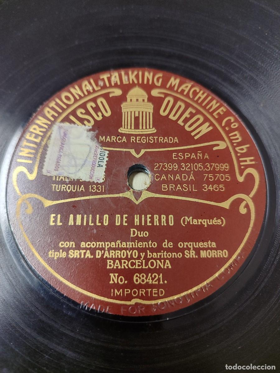 Discos de pizarra: Zarzuela 78 rpm. El anillo de hierro/ Las nueve de la noche (Caballero). Por D'Arroyo y Morro
