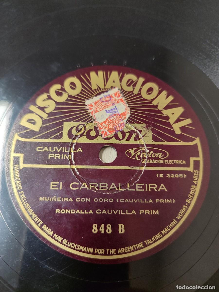 Discos de pizarra: Rondalla Cauvilla Prim. Carballeira. Mu&ntilde;eira / El moreno. Pasodoble. Disco 78 rpm