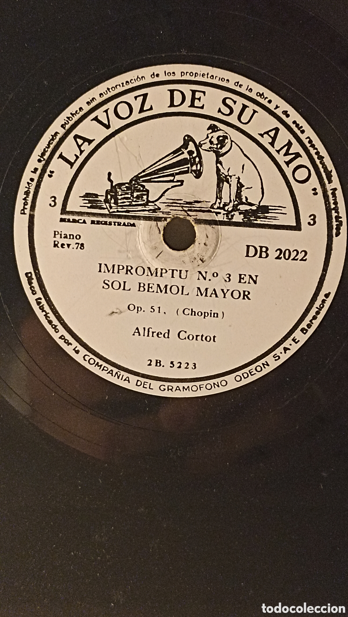 Discos de pizarra: Gran vinilo pizarra &rdquo;La Voz de su Amo&rdquo;- Alfred Cortot toca Chopin