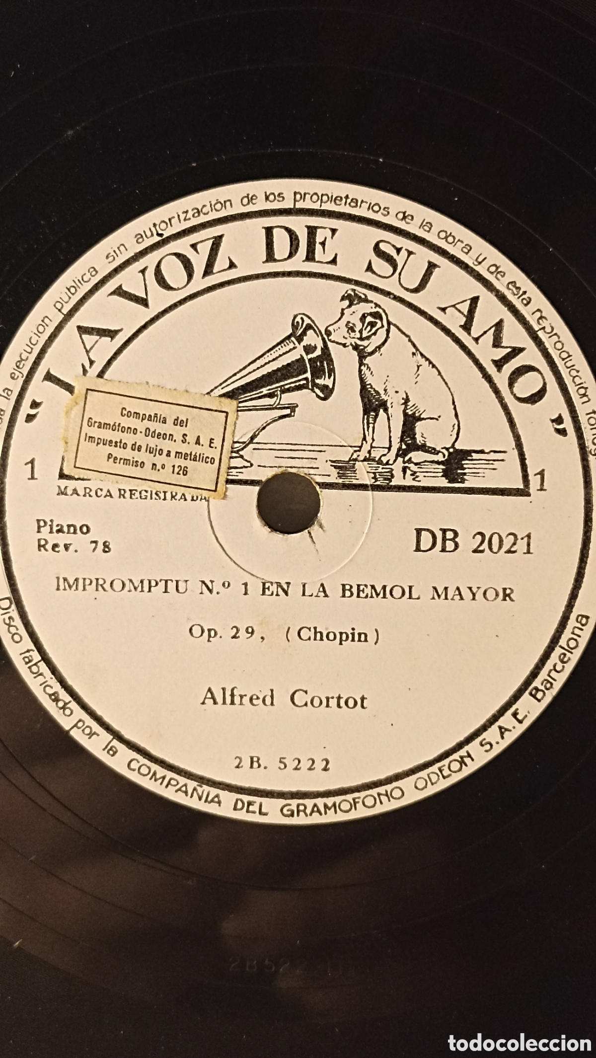 Discos de pizarra: Gran vinilo pizarra Alfred Cortot toca Chopin Impromptu num2 - Foto 2