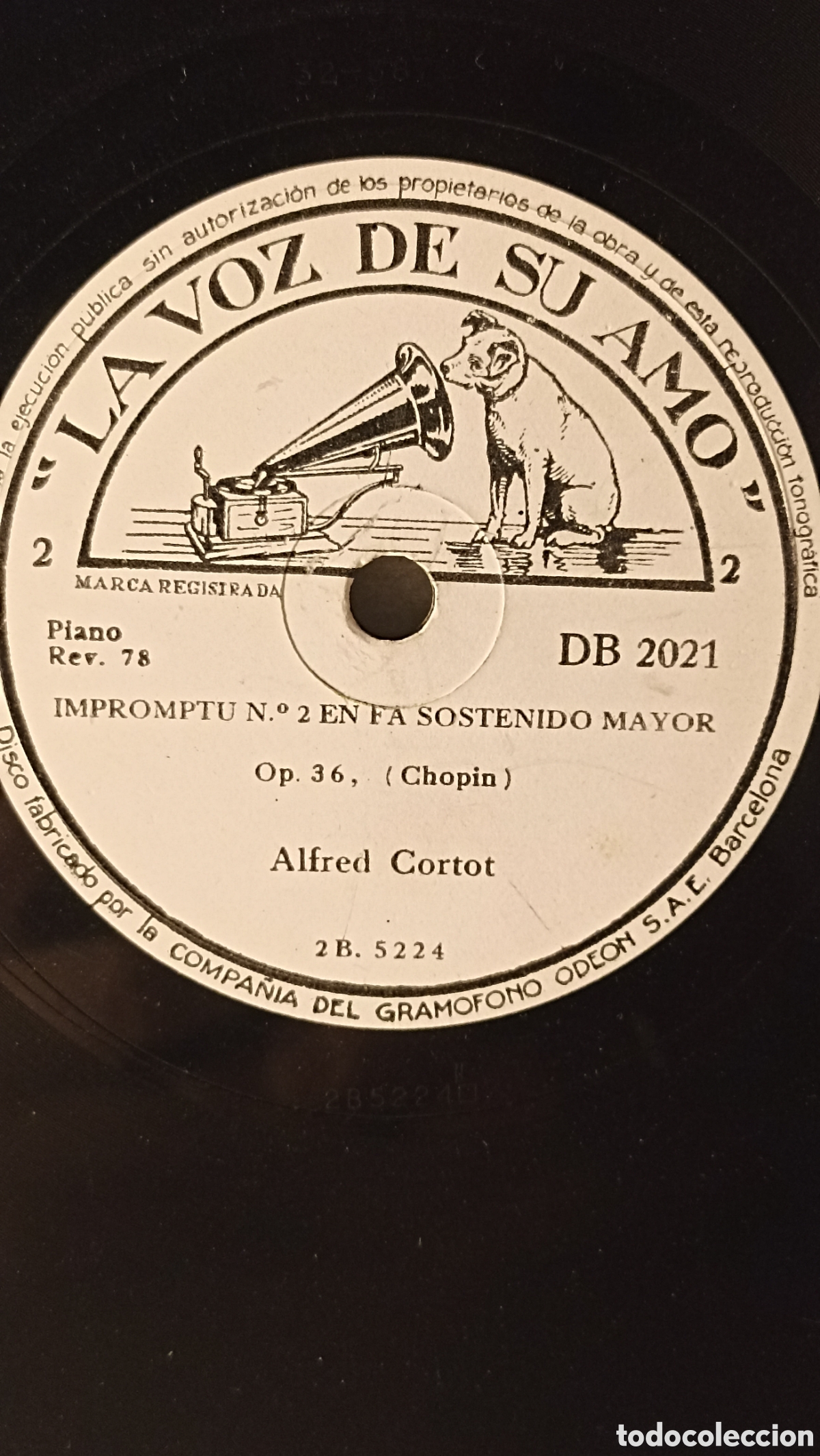 Discos de pizarra: Gran vinilo pizarra Alfred Cortot toca Chopin Impromptu num2