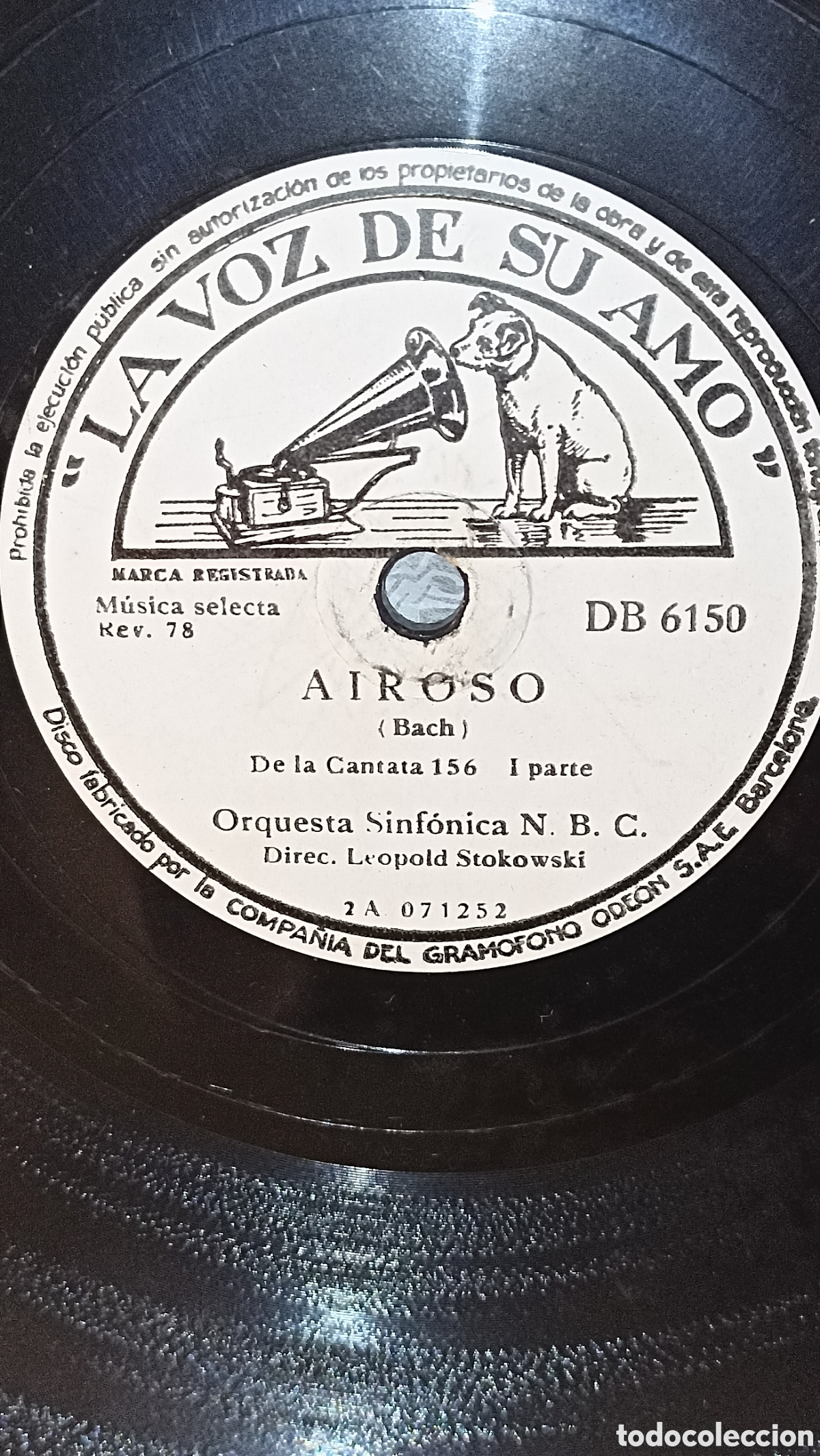 Discos de pizarra: La edici&oacute;n la voz de su amo Orquesta NBC TOCA J.S. Bach