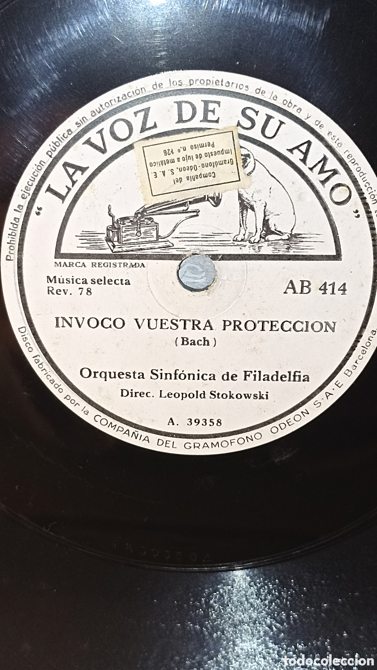 Discos de pizarra: Orchestra sinf&oacute;nica de Filadelfia director leopold stokovski interpretan Jogan sebastian Bach