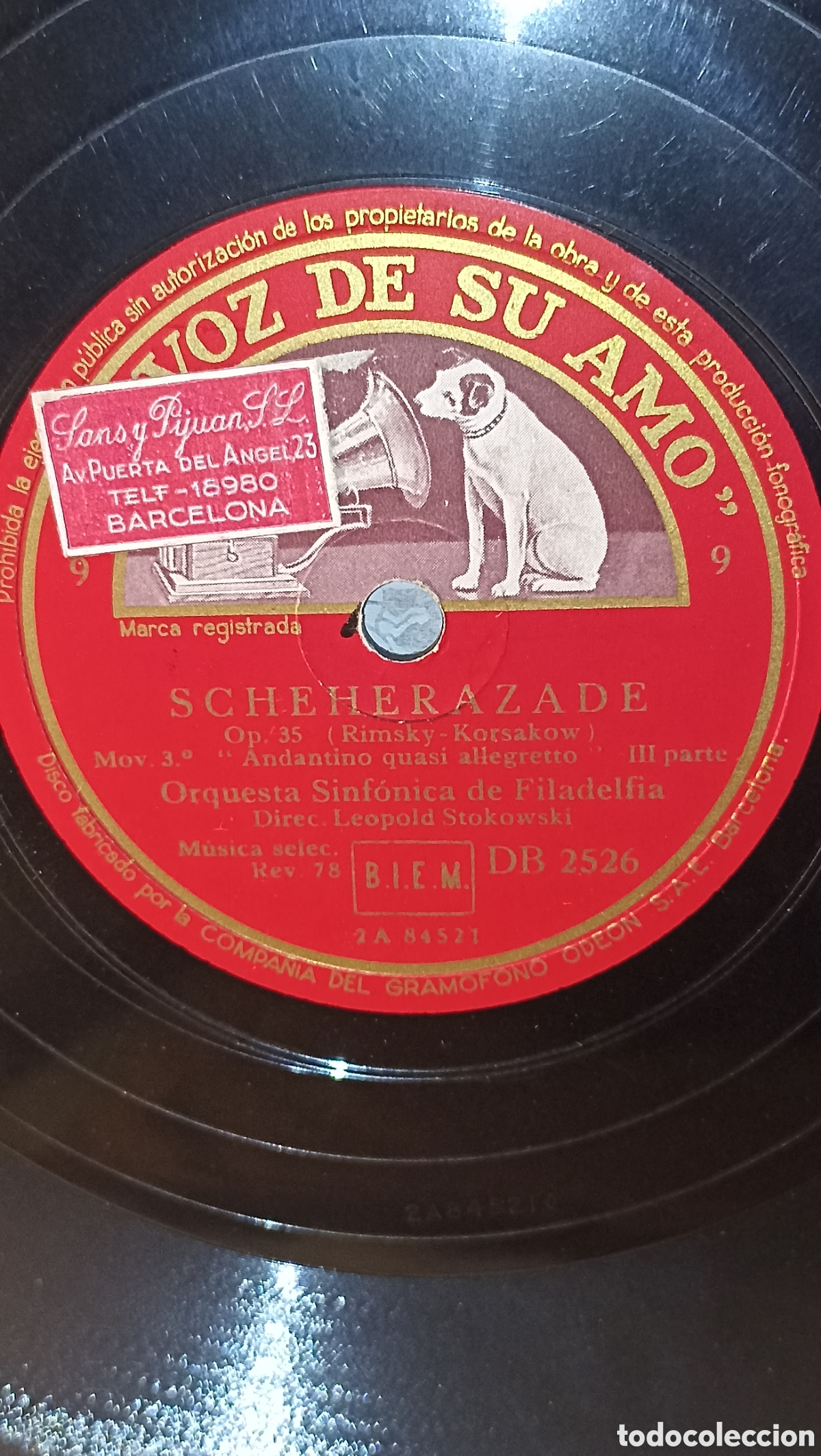 Discos de pizarra: La orchestra sinf&oacute;nica de Filadelfia director leopold stokovski interpretan al Scheherezada de Rimsk