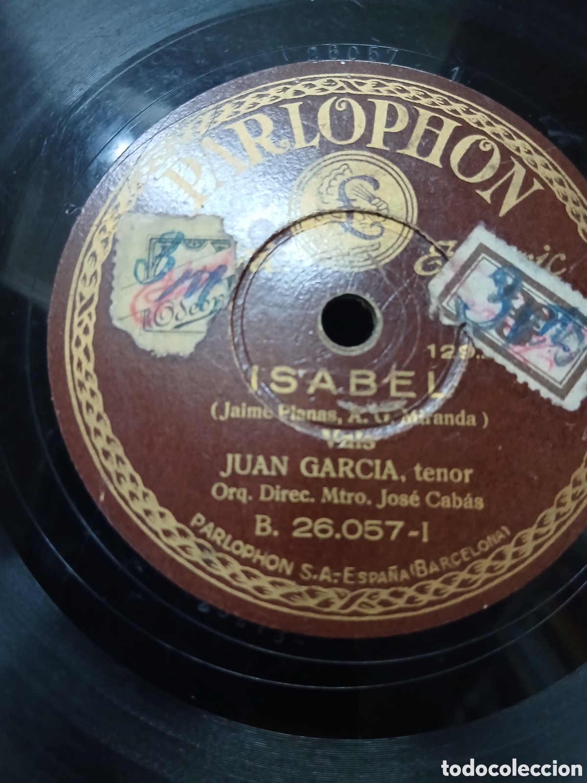Discos de pizarra: Disco Juan Garcia ISABEL / IBERIA MIA