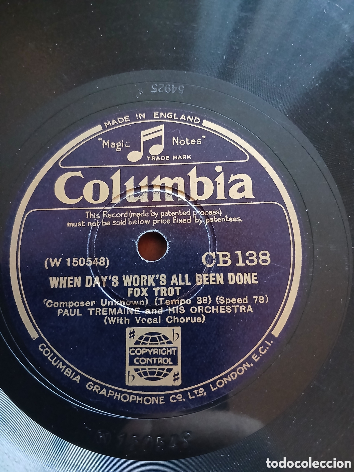 Discos de pizarra: Paul Tremaine & His Orchestra &lrm;&ndash; When Day's Work's All Been Done / Steamboat Bill