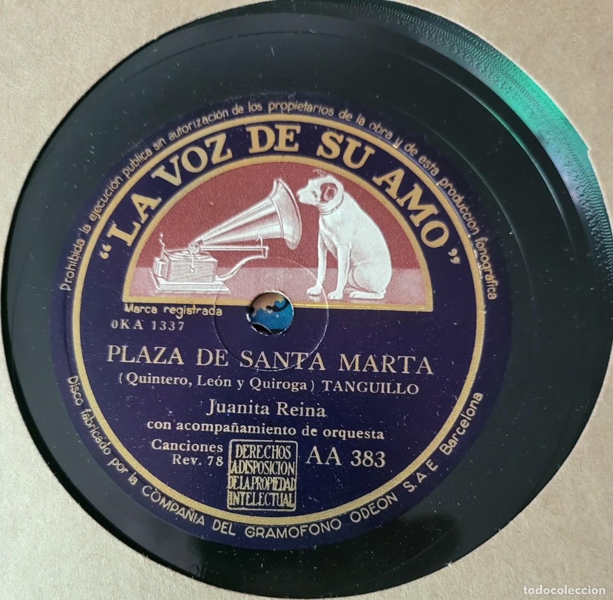 Discos de pizarra: Juanita Reina plzarra 78 R.P.M. sello La voz de su amo editado en Espa&ntilde;a ...