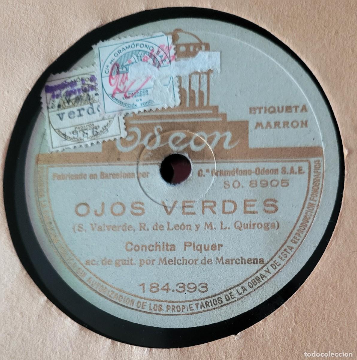 Discos de pizarra: Conchita Piquer / Melchor de Marchena plzarra 78 R.P.M. sello Odeon editado en Espa&ntilde;a ...