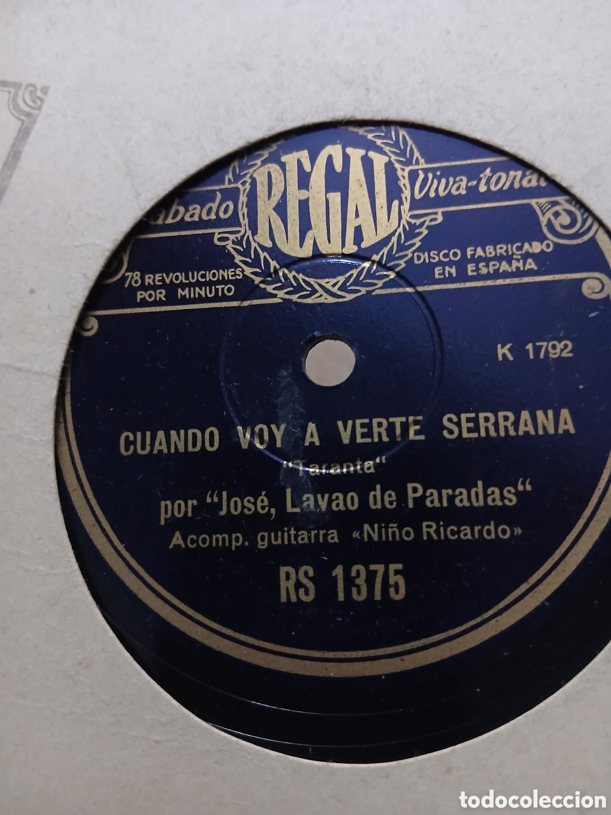 Discos de pizarra: Disco Jose Lavao de Paradas A UN ARROYUELO A BEBER