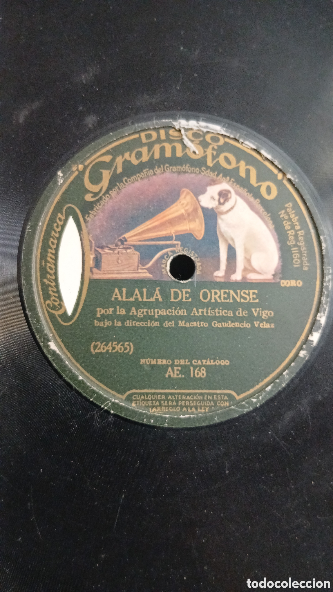 Discos de pizarra: Disco Gallego Agrupacion Artisticade Vigo
