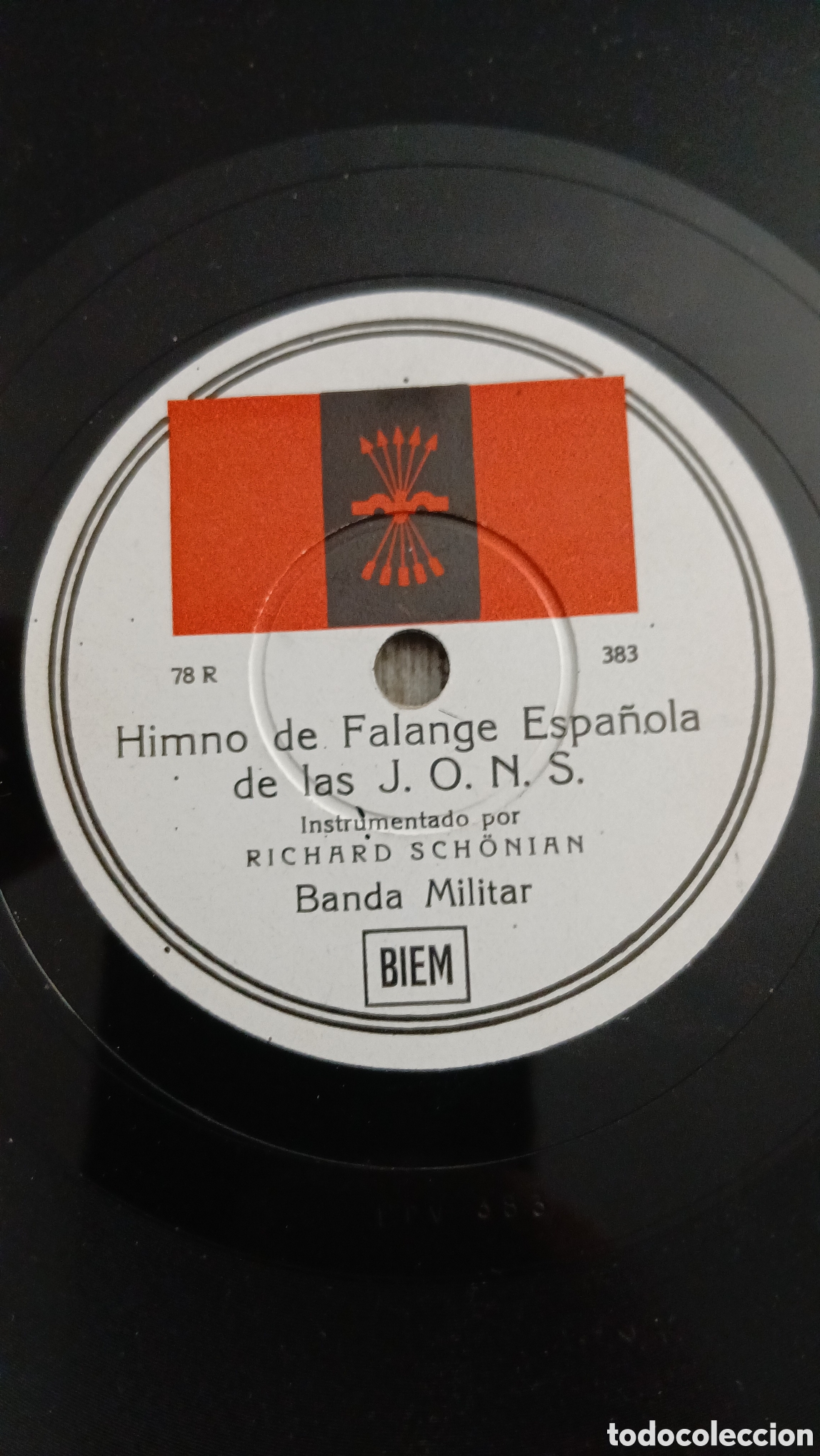 Discos de pizarra: HIMNO FALANGE ESPA&Ntilde;OLA DE LAS JONS RICHARD SCHONIAN BANDA MILITAR DESPEDIDA AVIADORES