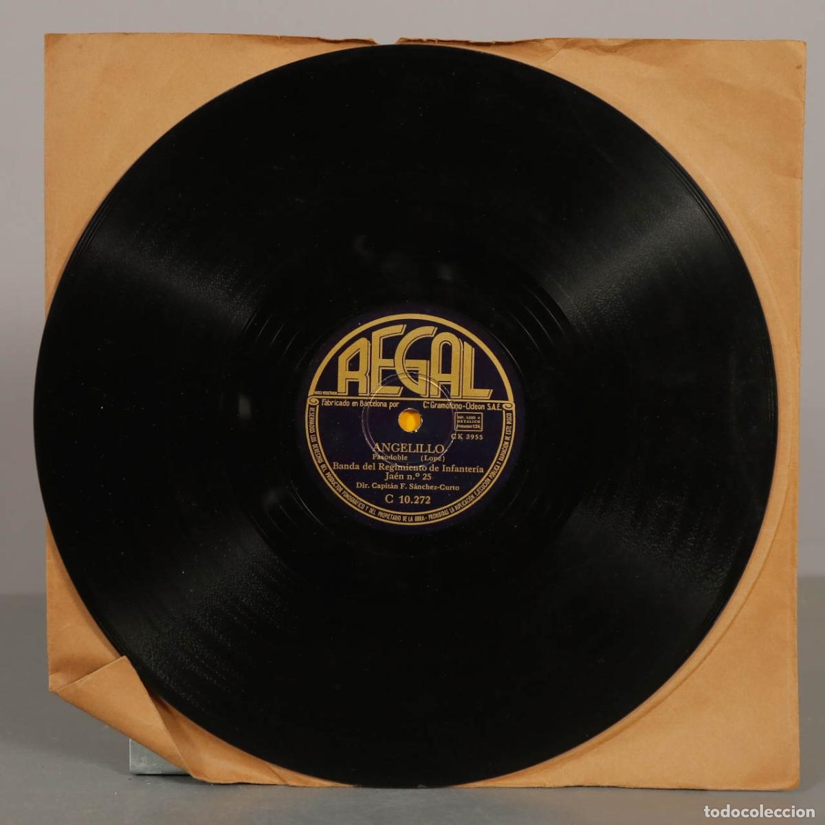 Discos de pizarra: DISCO DE PIZARRA. LOPEZ PLA. ANGELILLO. BANDA DEL REGIMIENTO DE INFANTERIA DE JAEN N 25
