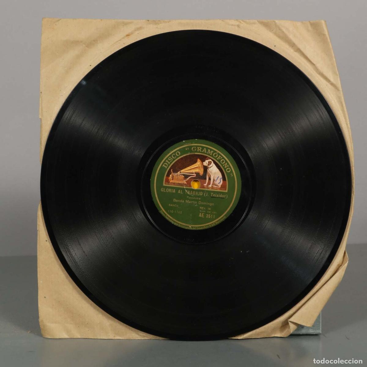 Discos de pizarra: DISCO DE PIZARRA. PERICON DE LOS PELONES. GLORIA AL TRABAJO. BANDA MARTIN DOMINGO