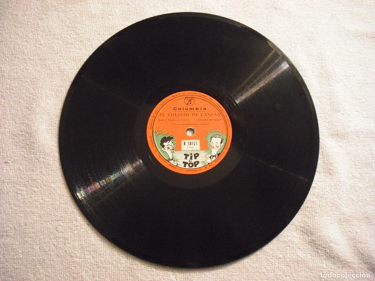 Discos de pizarra: DISCO PIZARRA COLUMBIA . TIP Y TOP , TRAJES A PLAZOS Y EL COLEGIO DE GASPAR