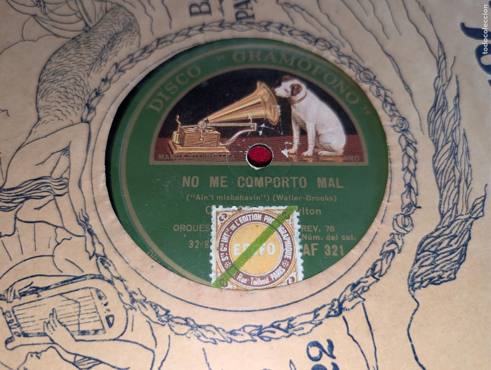 Discos de pizarra: JACK HYLTON Perdoneme se&ntilde;ora/No me comporto mal 12'' Disco Gramofono AF321 SPAIN ESPA&Ntilde;A