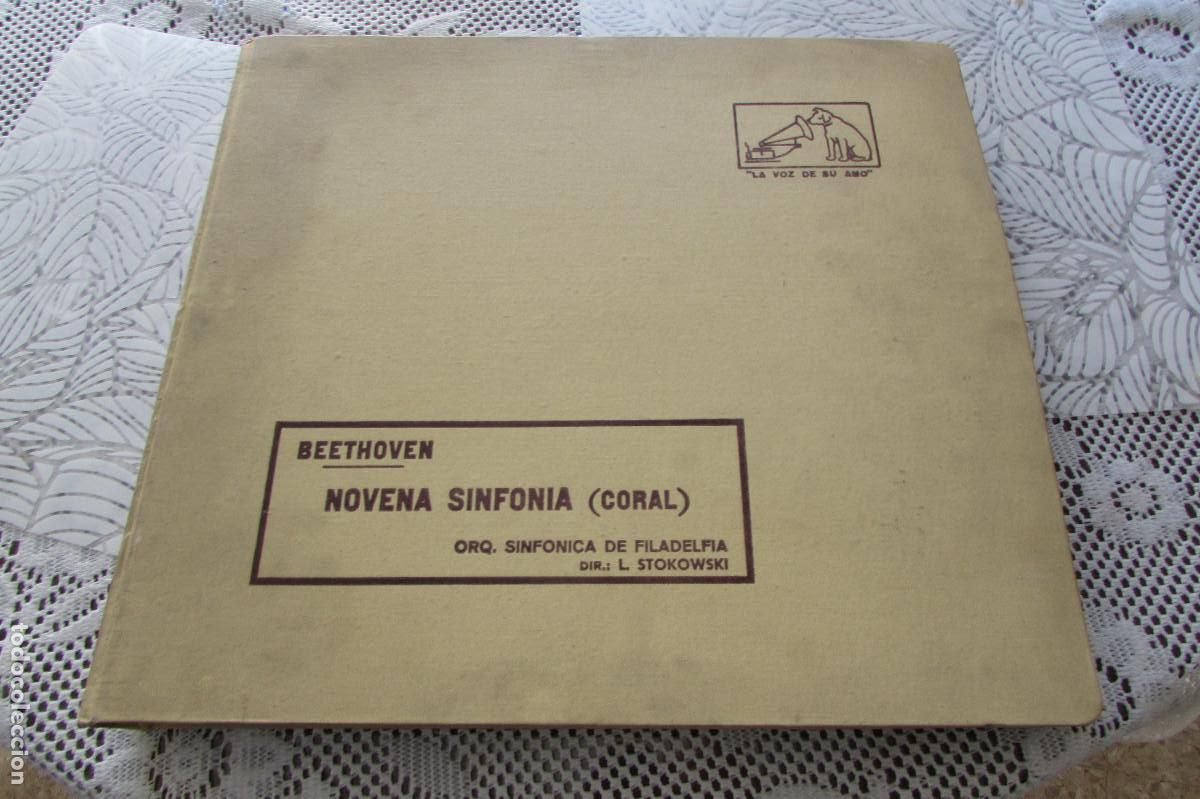 Discos de pizarra: BEETHOVEN. NOVENA SINFON&Iacute;A (CORAL). ORQ. SINF&Oacute;NICA DE FILADELFIA. L. STOKOWSKI. 9 DISCOS PIZARRA