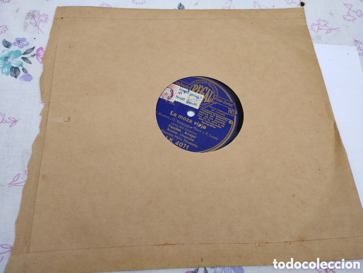 Discos de pizarra: Disco de pizarra La moza vieja grabacion Regal