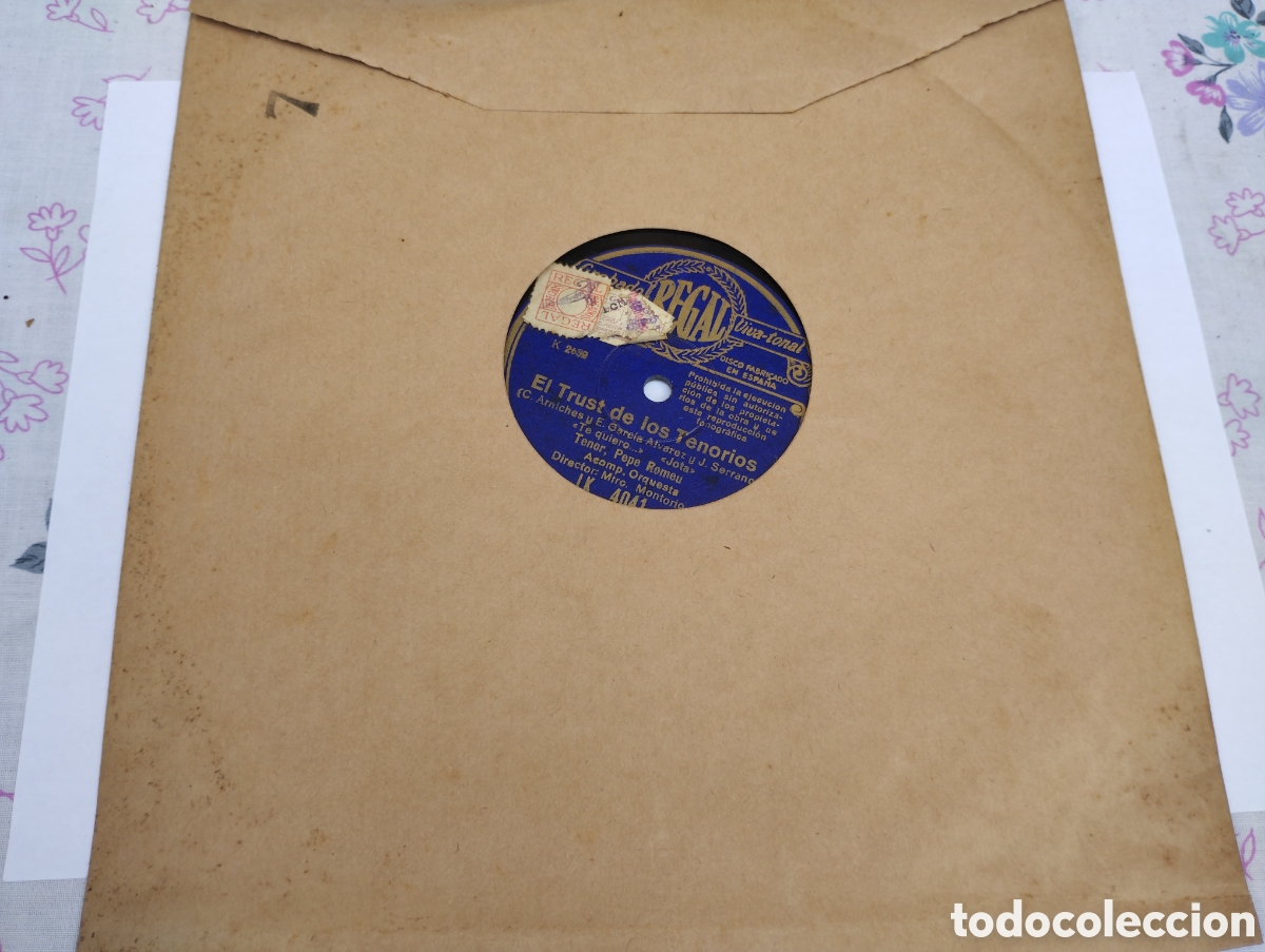 Discos de pizarra: Disco de pizarra El trust de los tenorios los claveles grabado Regal