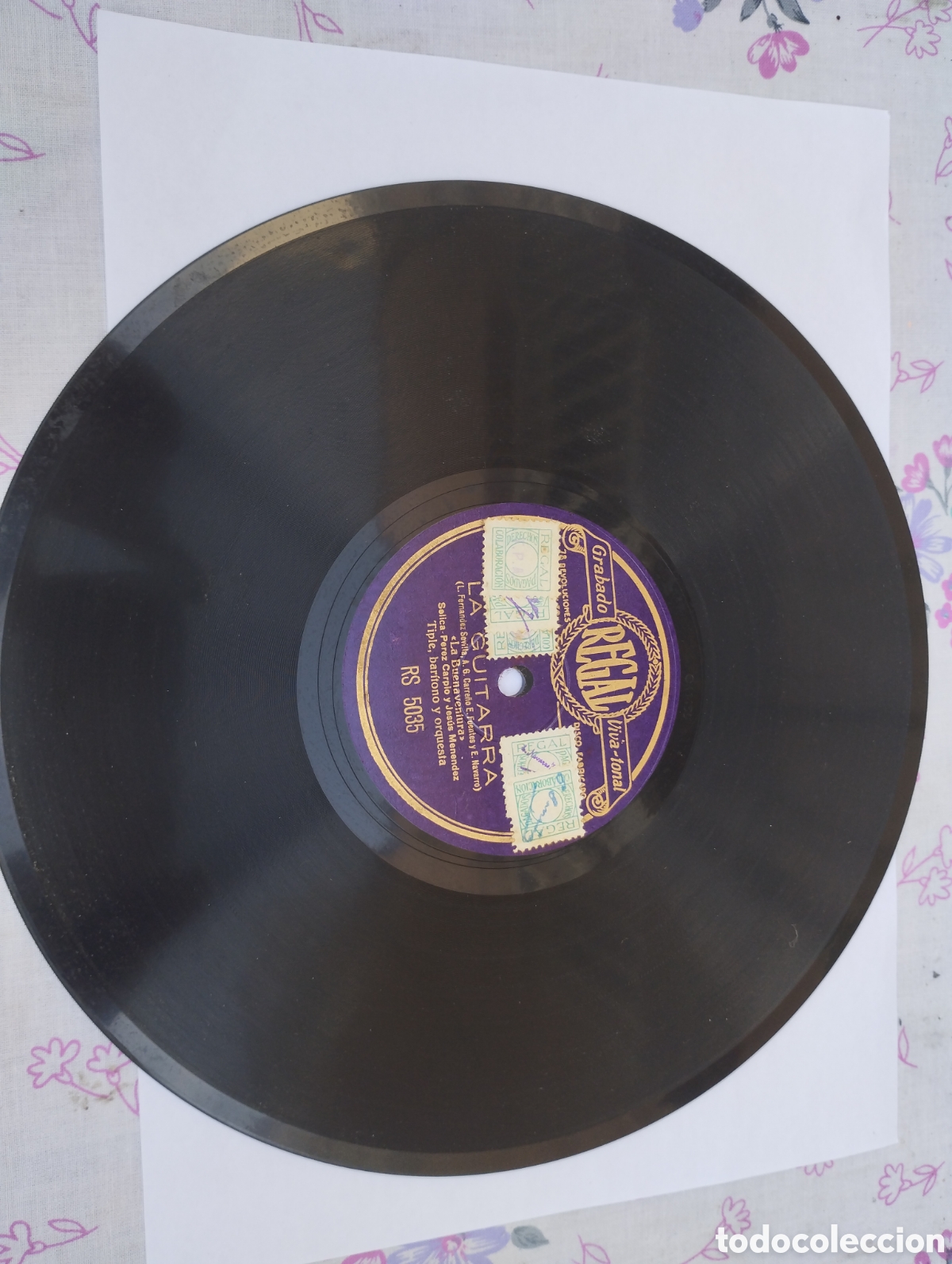 Discos de pizarra: Disco de pizarra La Guitarra grabado Regal. - Foto 2