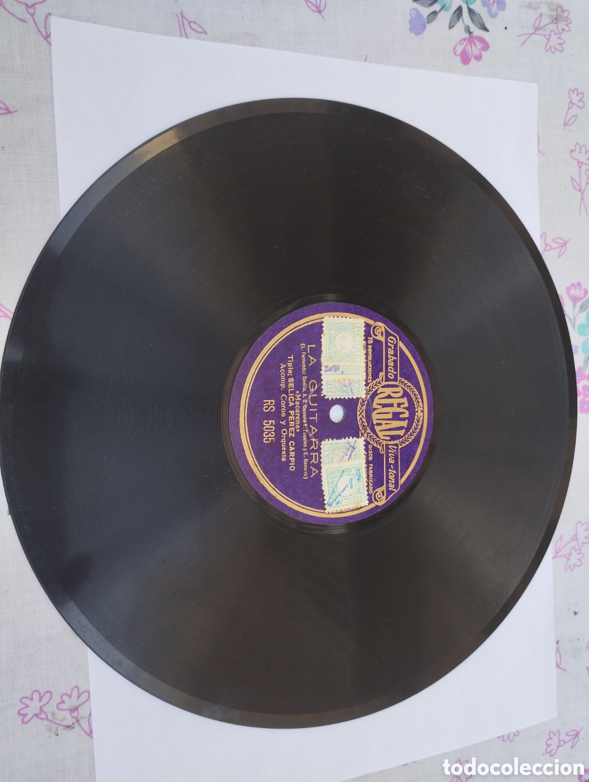 Discos de pizarra: Disco de pizarra La Guitarra grabado Regal. - Foto 4
