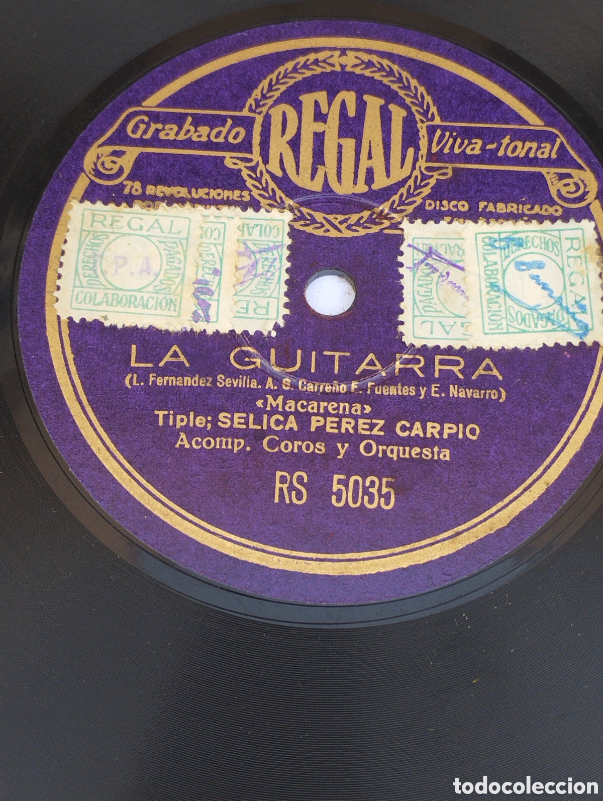 Discos de pizarra: Disco de pizarra La Guitarra grabado Regal. - Foto 5