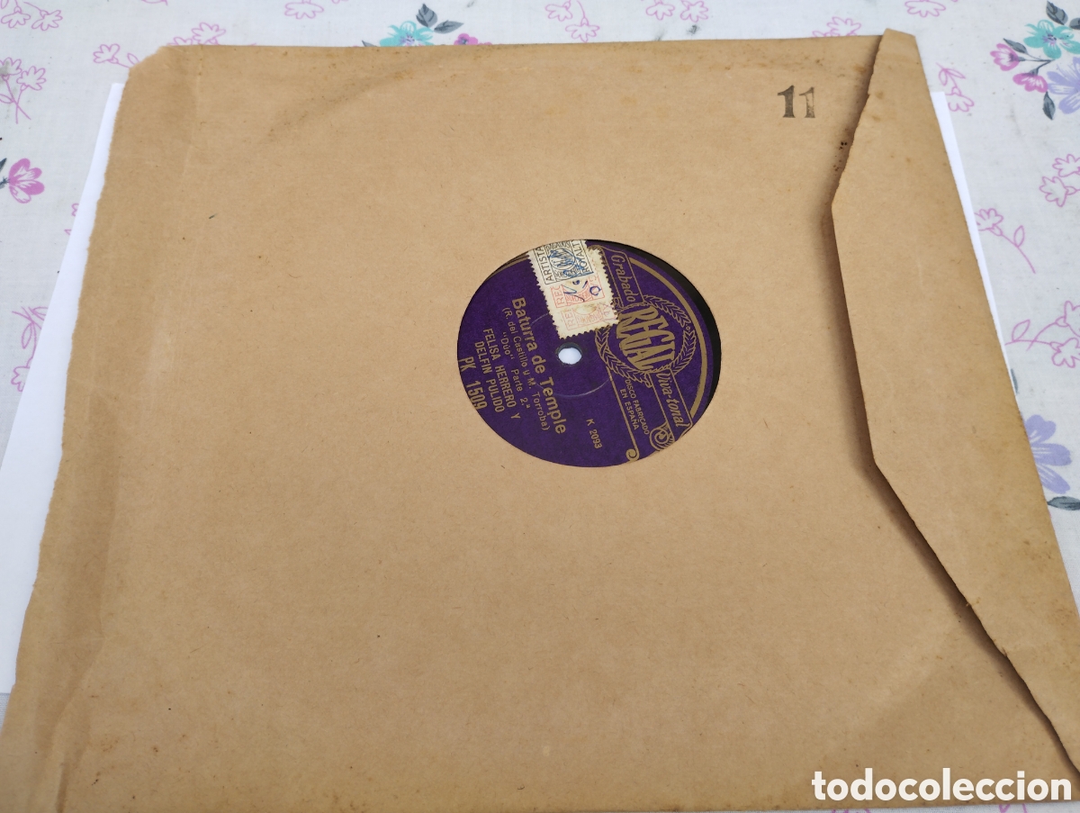 Discos de pizarra: Disco de pizarra Baturra de Temple grabado Regal