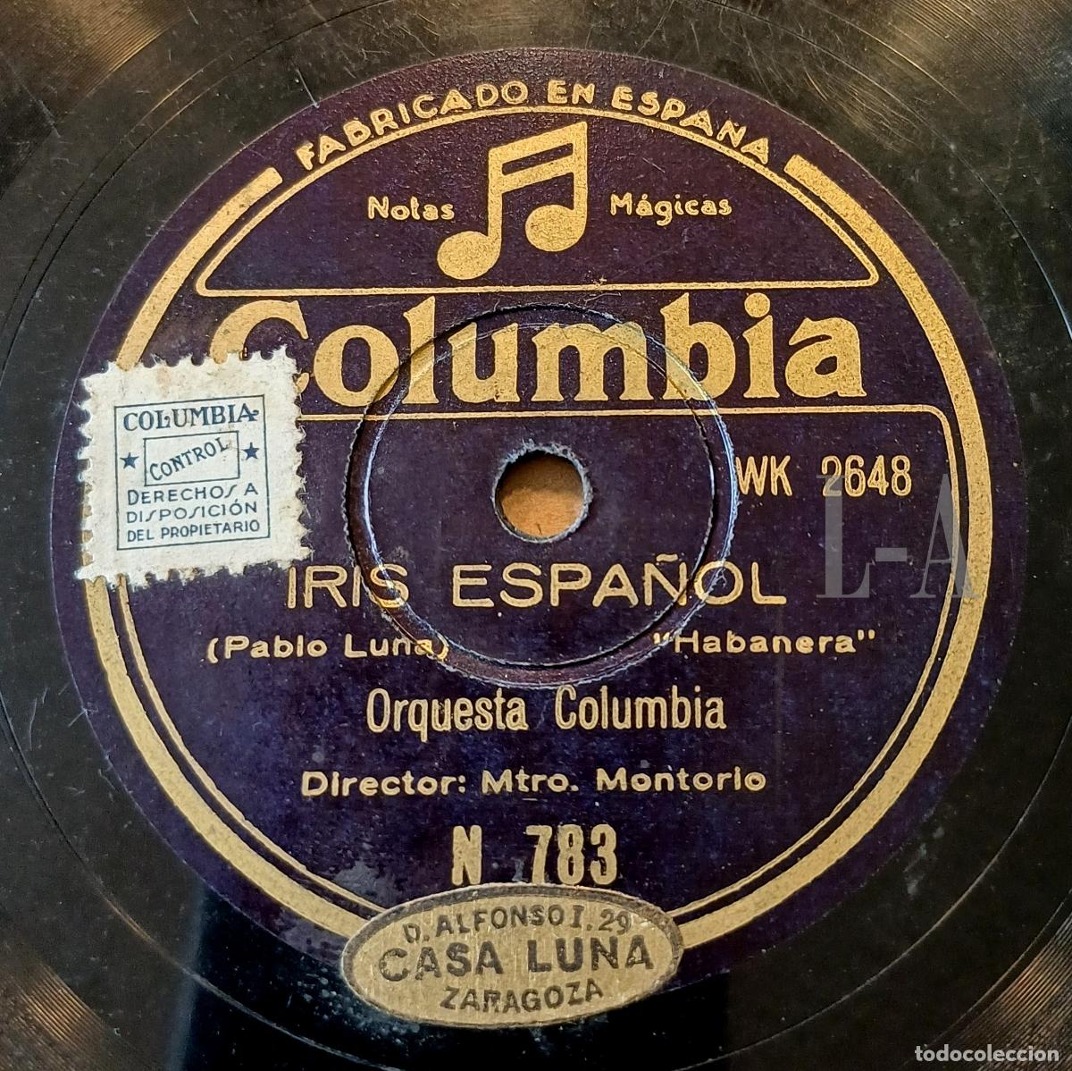 Discos de pizarra: Habanera y mazurca de la obra &rdquo;Iris espa&ntilde;ol&rdquo; del compositor de zarzuelas Pablo Luna. Instrumental