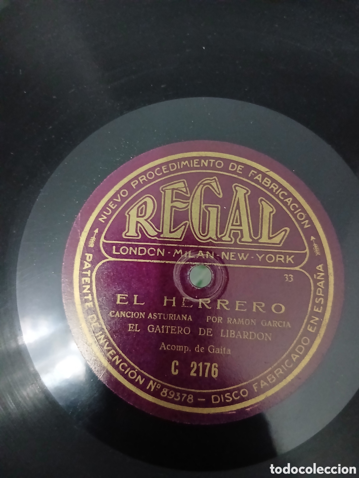 Discos de pizarra: Disco Asturiano Ramon Garcia EL GAITERO LIBARDON