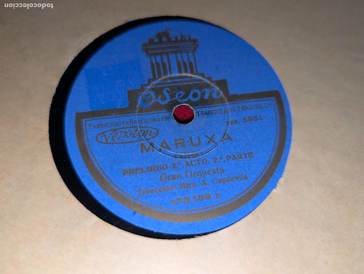 Discos de pizarra: GRAN ORQUESTA dir Capdevila MARUXA 12 Odeon 173.189 ESPA&Ntilde;A SPAIN - Foto 2
