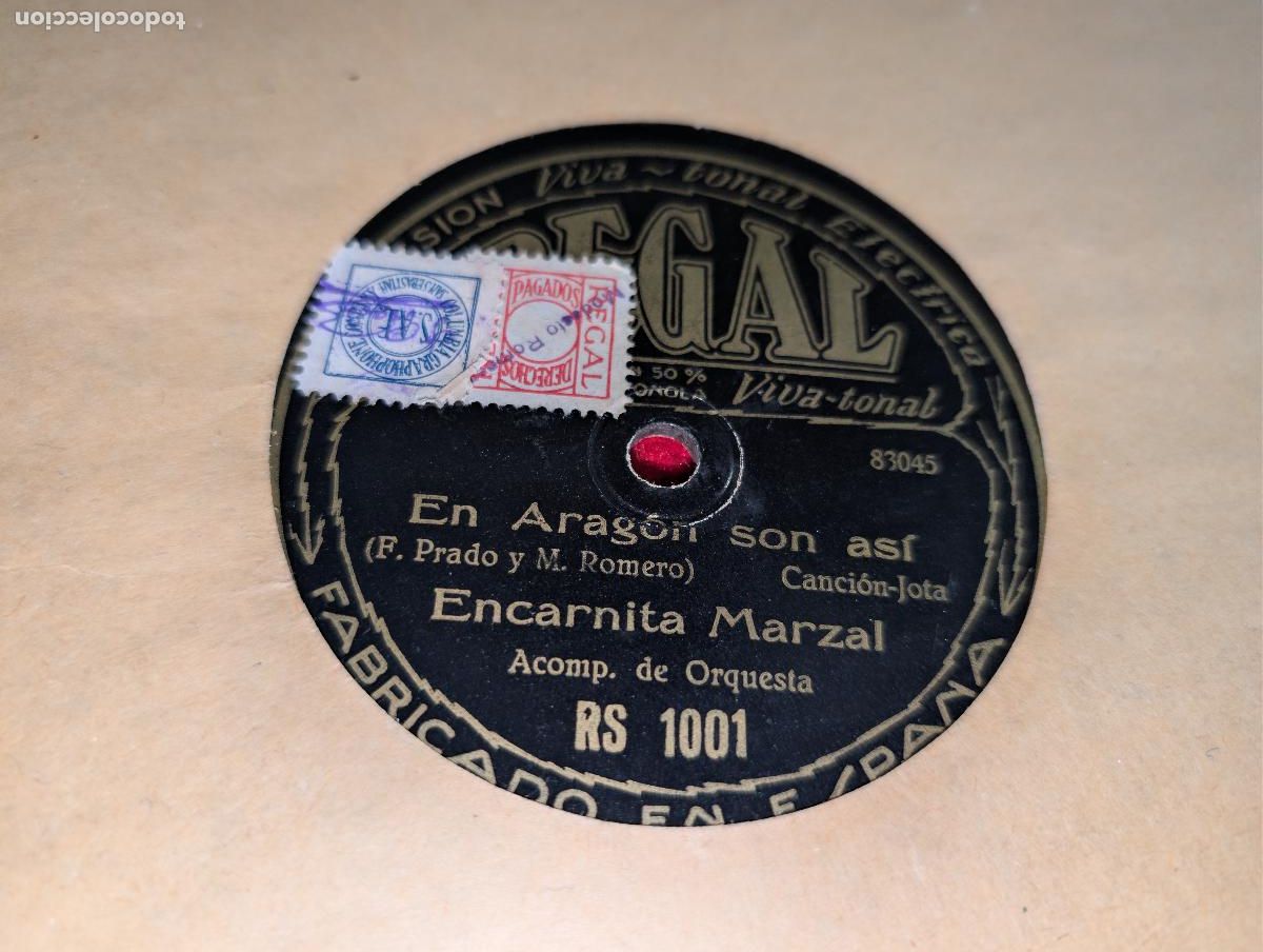Discos de pizarra: ENCARNITA MARZAL En Aragon son asi/Soy valenciana 12'' Regal RS 1001 ESPA&Ntilde;A SPAIN