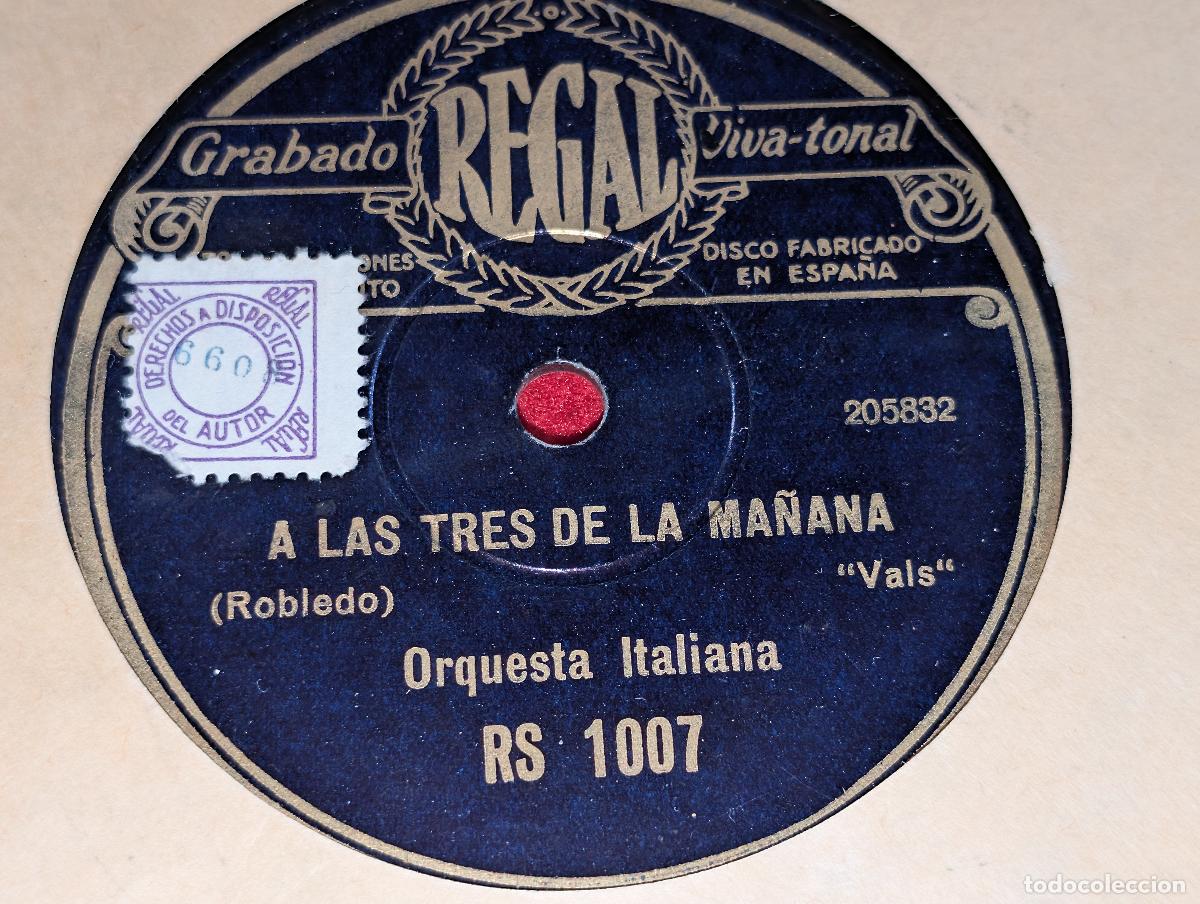Discos de pizarra: ORQUESTA REGAL La leyenda del beso/A las tres de la ma&ntilde;ana 12'' Regal RS1007 ESPA&Ntilde;A SPAIN
