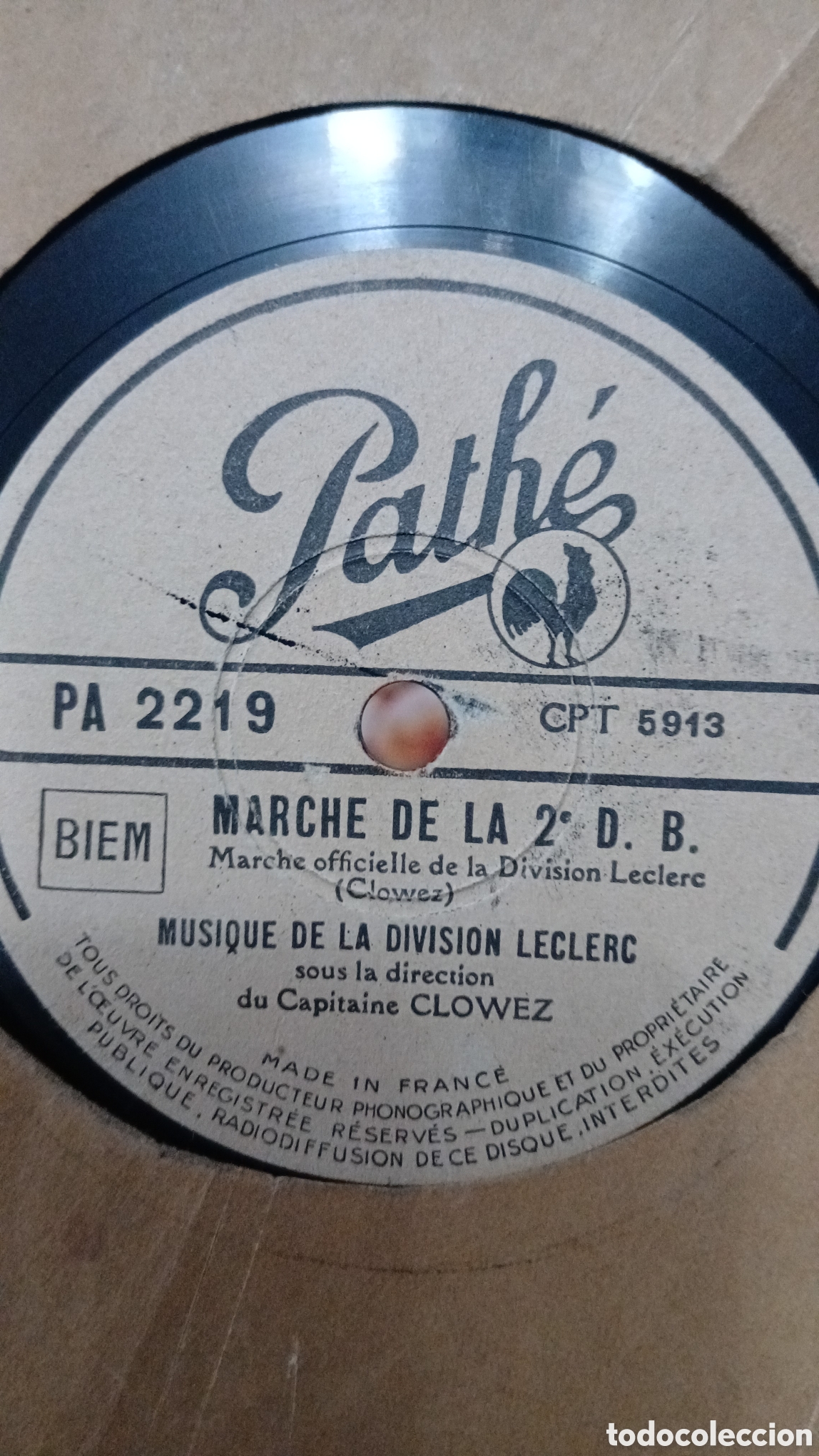Discos de pizarra: 2 Discos de pizarra Marchas Francesas 2GM Himno de la famosa Division Leclerc