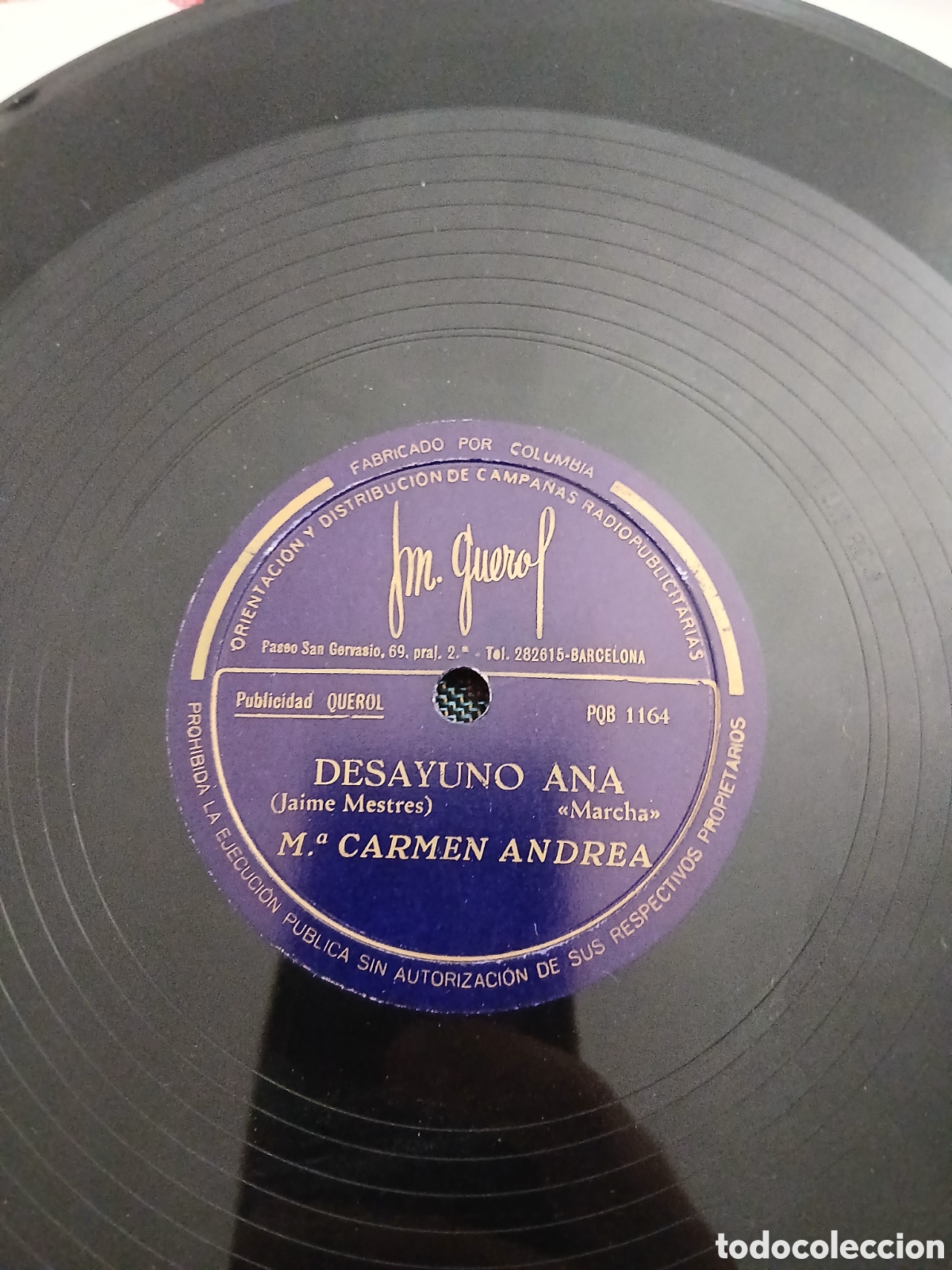 Discos de pizarra: Disco Pizarra M. Querol. DESAYUNO ANA. publicidad