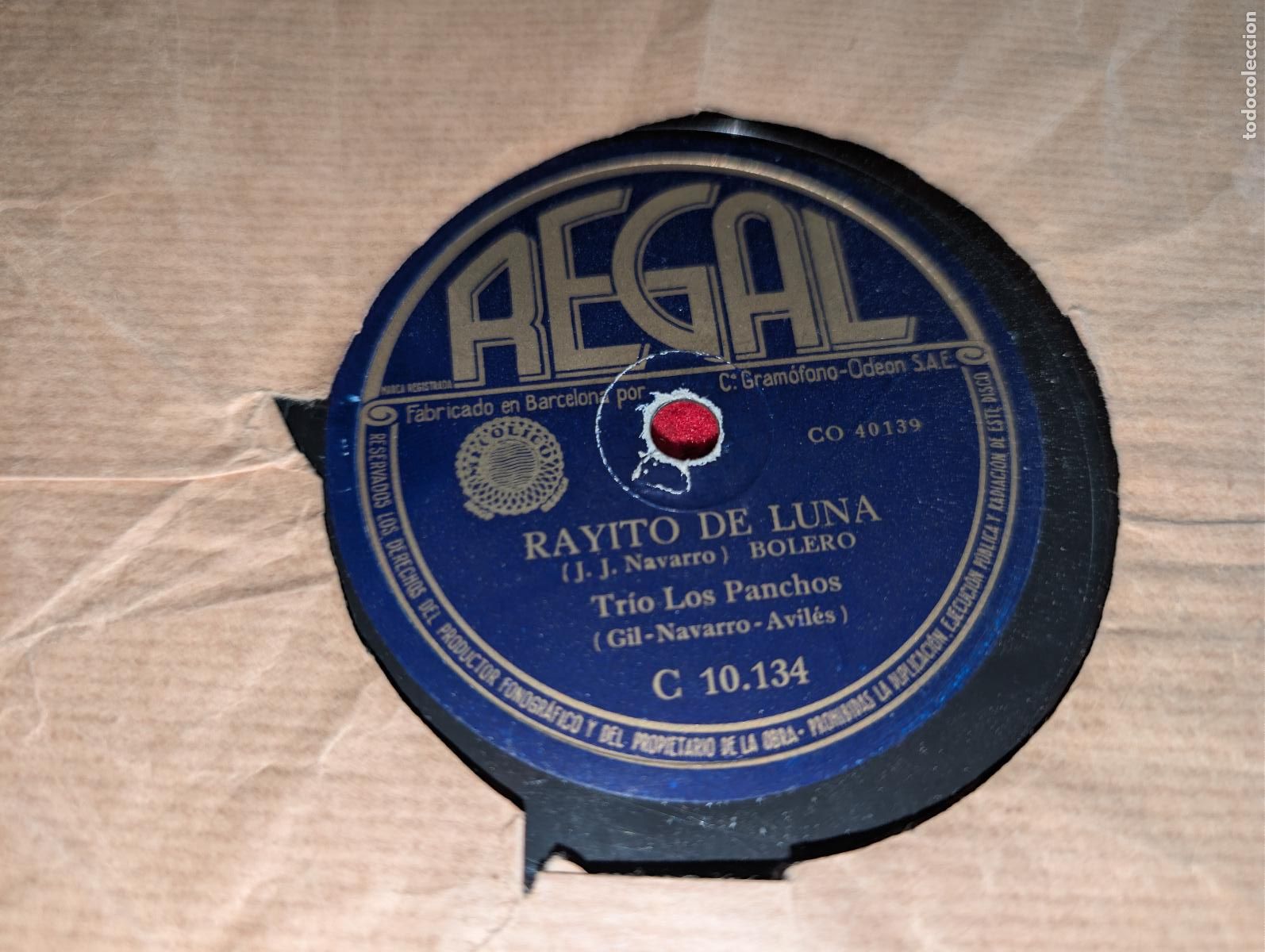 Discos de pizarra: TRIO LOS PANCHOS Rayito de luna/Caminemos 10'' 25CTMS Regal 10134 spain espa&ntilde;a