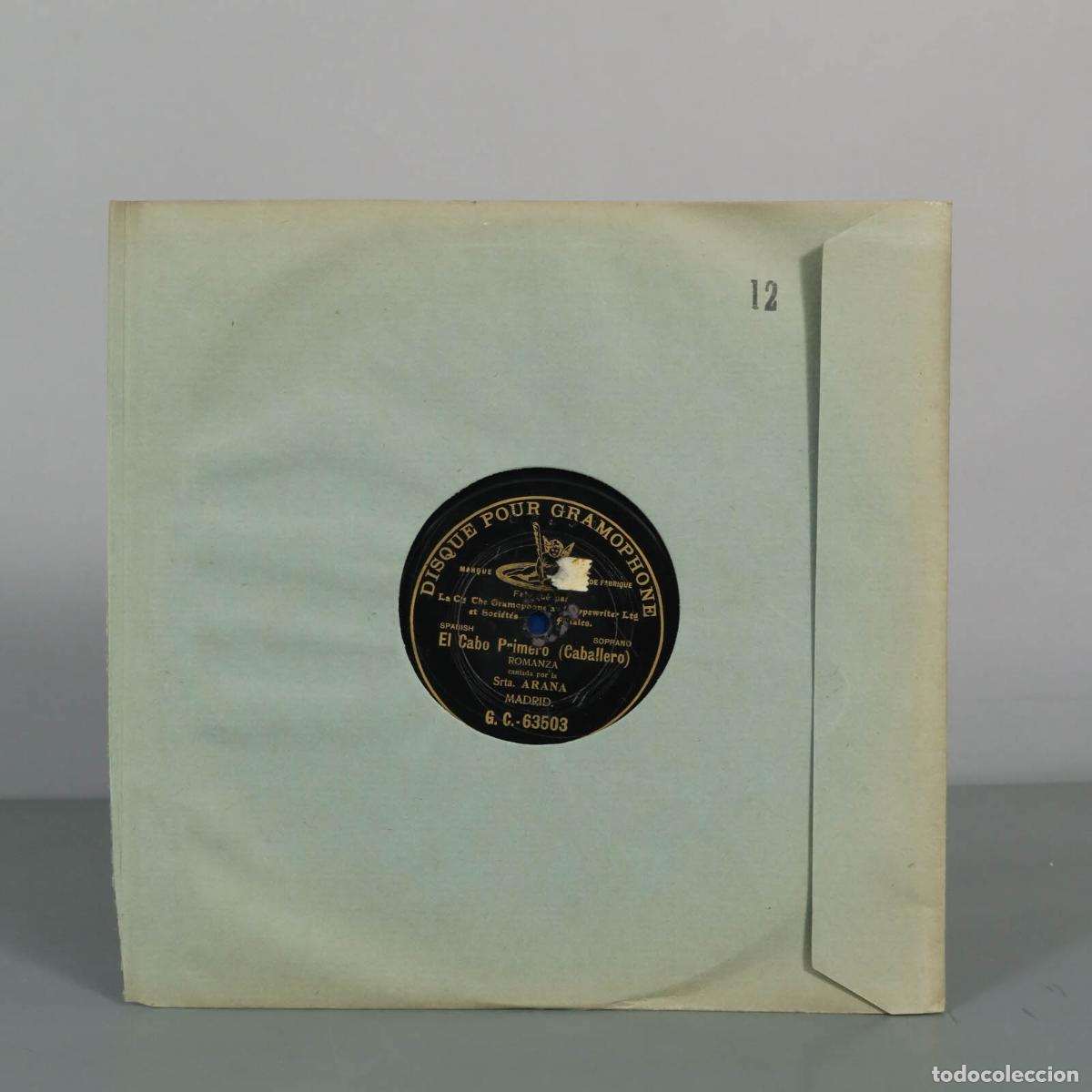 Discos de pizarra: DISCO DE PIZARRA. El Cabo Primero (Caballero) - Romanza - SRTA Arana