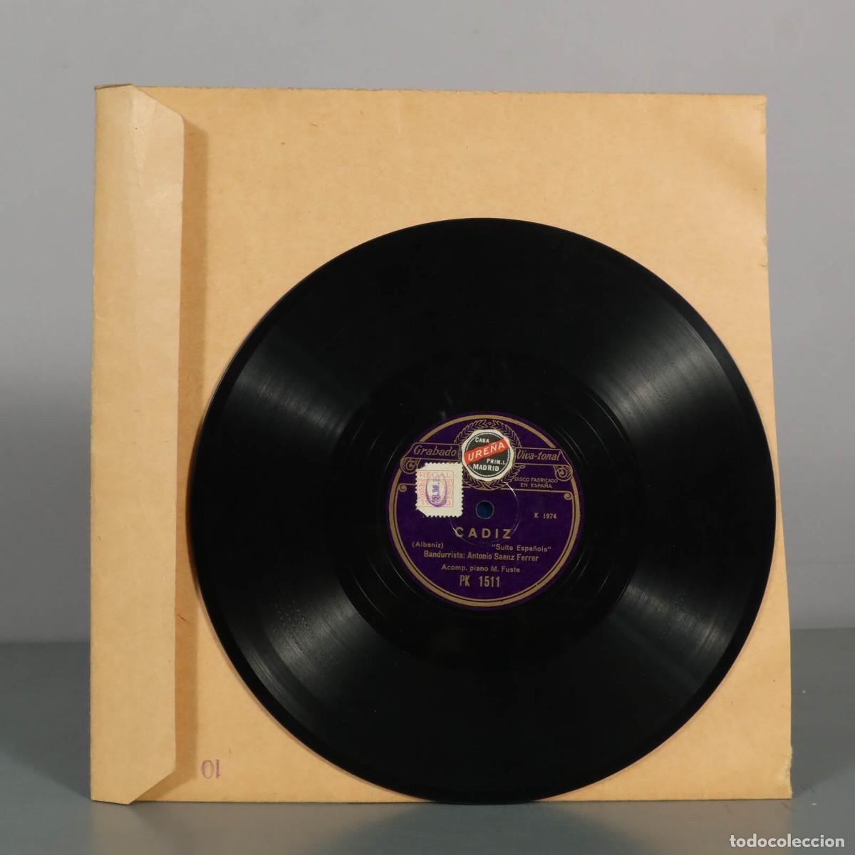 Discos de pizarra: DISCO DE PIZARRA. C&aacute;diz - ANDALUZA. ALBENIZ. BANDURRISTA ANTONIO SAENZ FERRER