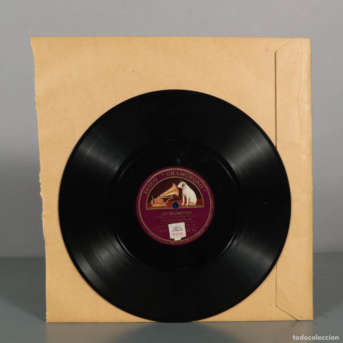 Discos de pizarra: DISCO DE PIZARRA. Las Golondrinas - Mart&iacute;nez Flerra, J. M. Usandizaga, Emilio Sagi-Barba, Vela
