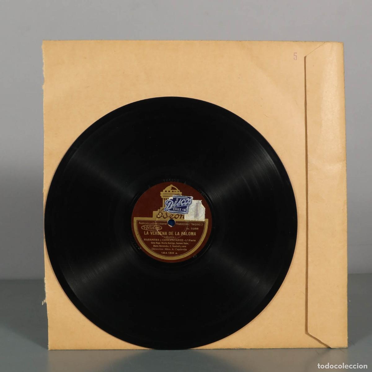 Discos de pizarra: DISCO DE PIZARRA. La verbena de la Paloma - Cora Raga, Emilio Rodrigo, Carmen Falo, A. Capdevila -